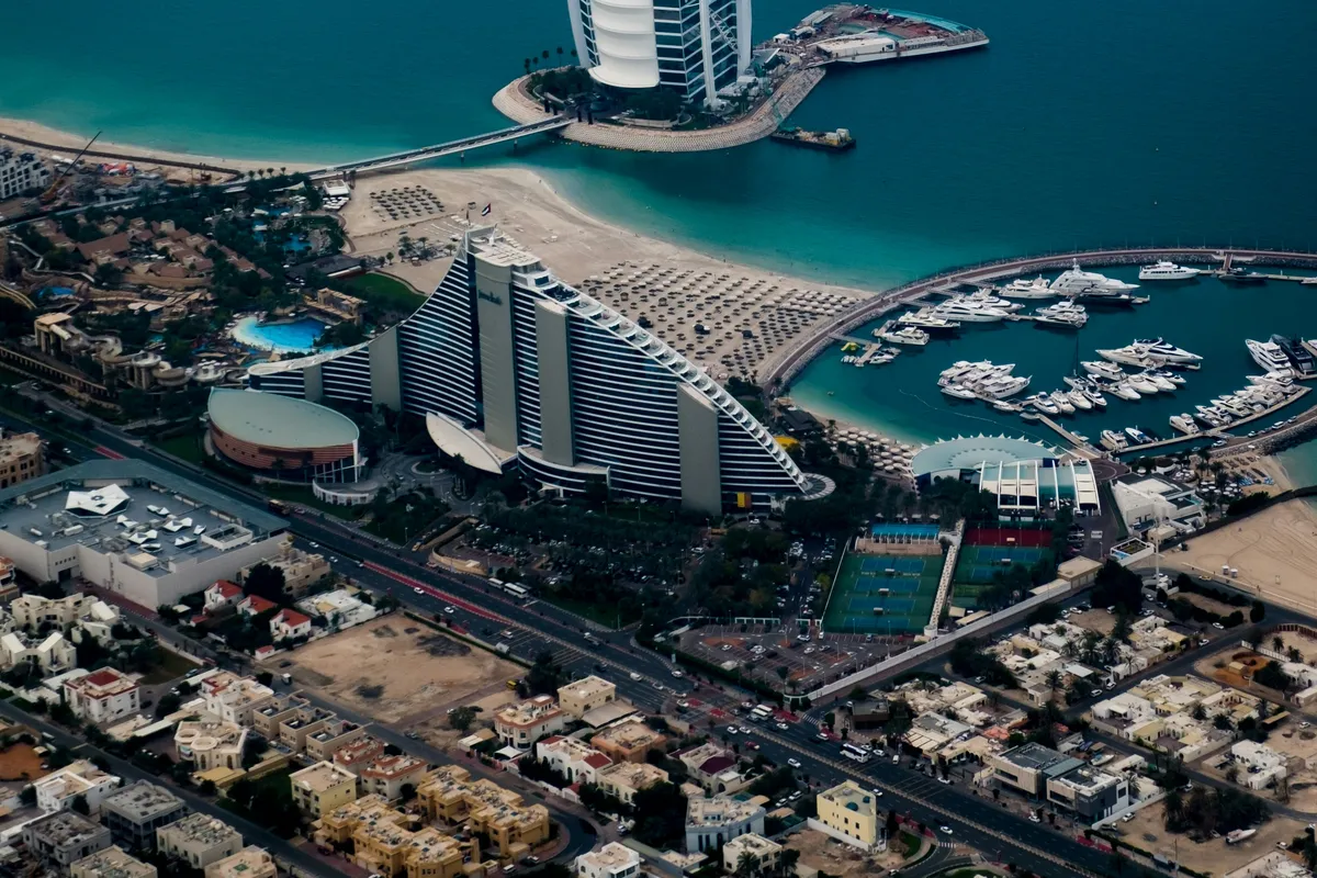 Beach and marina from above